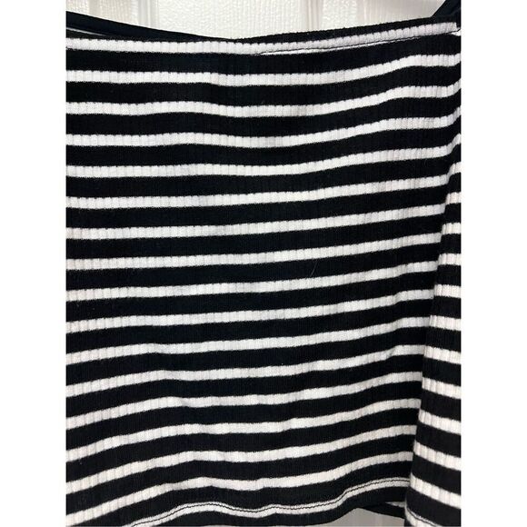 ASOS Black & White Ribbed Cropped Square Neck Long Sleeve Top sz 12 EUC - Picture 2 of 7